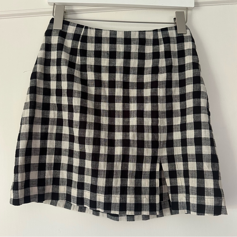 Maeve Black and White Checkered Skirt